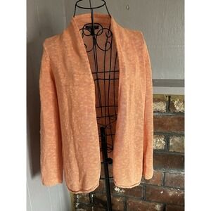 Eileen Fisher Women's Orange Linen Blend Open Front Cardigan Size Petite S